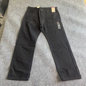 Levis 505 Regular Fit Straight Leg Black Jeans Mens 36x30 New NWT 00505-0260